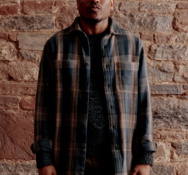 AMES WORKSHIRT iron/teal albers plaid
