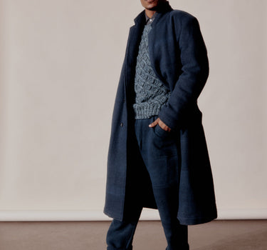 GEORGE COAT teal/iron handspun herringbone