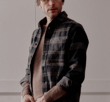 AMES WORKSHIRT iron/acacia hand embroidered denim