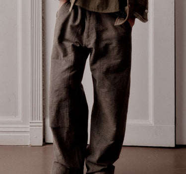 RAKA PANT forest green crackle stonewash canvas
