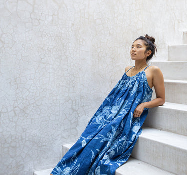 ISA DRESS indigo lily print
