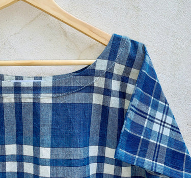 KIDS NOVA TEE handwoven indigo light plaids
