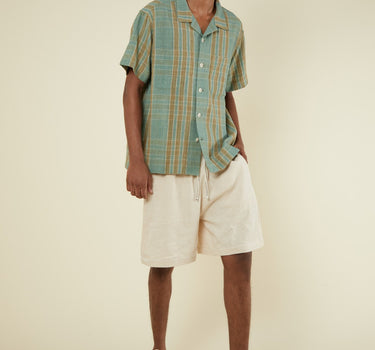 LAKE CAMP SHIRT seafoam indigo/pomegranate big plaid