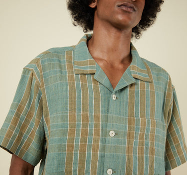 LAKE CAMP SHIRT seafoam indigo/pomegranate big plaid