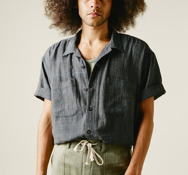 LAKE CAMP SHIRT iron/indigo kala cotton