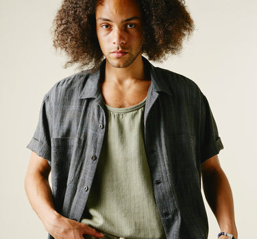 LAKE CAMP SHIRT iron/indigo