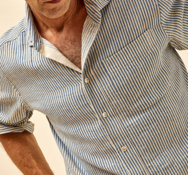 LS MATTY SHIRT bengal indigo stripe block print natural