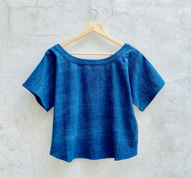 NOVA TEE handwoven mixed indigo