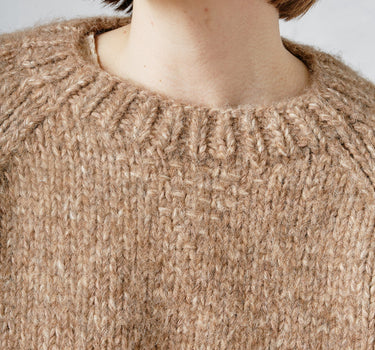 NOVA SWEATER tan alpaca tree bark cotton