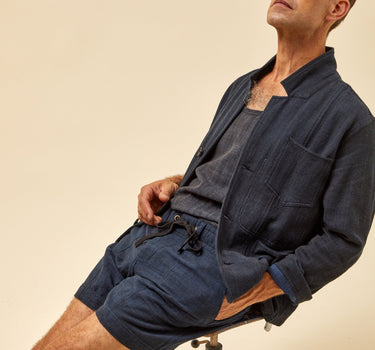 OBELISK SHORT iron/indigo canvas