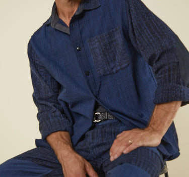 PATCHWORK MATTY OVERSHIRT iron/indigo