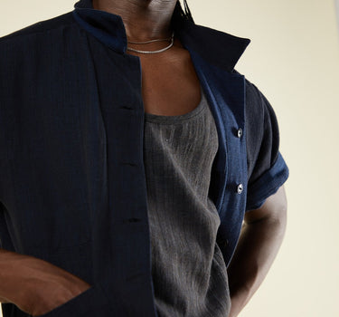 REVERSIBLE LAKE CAMP OVERSHIRT iron/indigo