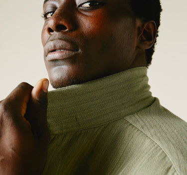 LAKE CAMP SHIRT od green military herringbone