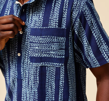 SS CEDAR BAND SHIRT indigo drinkwater stitch stripe