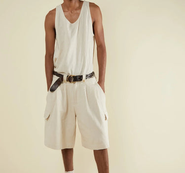 BIG SHORT natural military herringbone