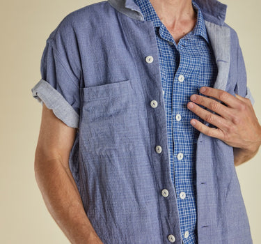 REVERSIBLE LAKE CAMP OVERSHIRT french blue/natural