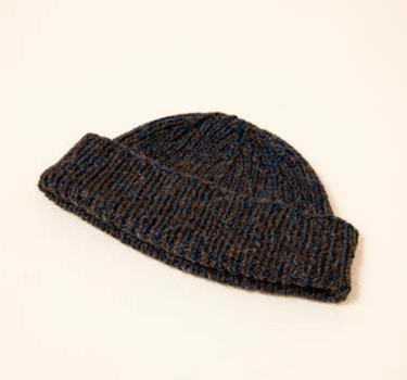 WATCH CAP: black alpaca indigo cotton