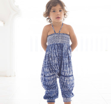 KIDS COCO ROMPER Blue Stitch Shibori