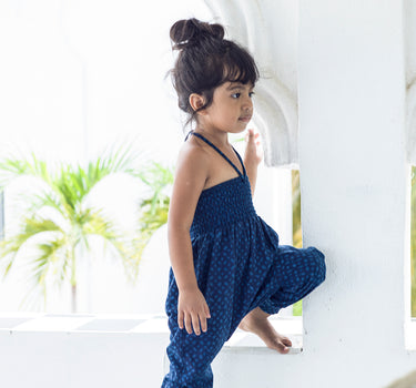 KIDS COCO ROMPER Little Flower Woodblock Print