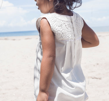 KIDS ISA JUMPER embroidered white poplin