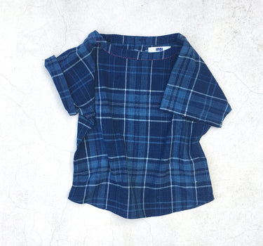 KIDS NOVA TEE <br> Handwoven Indigo Plaids